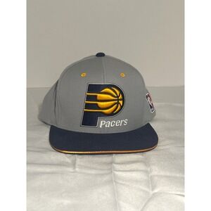 Mitchell & Ness‎ Indiana Pacers NBA Snapback Hat Gray Navy Yellow Adjustable